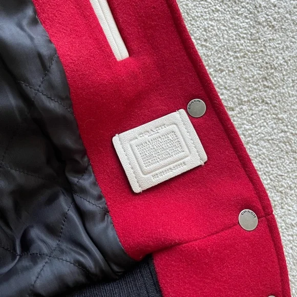 Coach Chelsea Varsity Jacket S Red - Picture 5 of 9